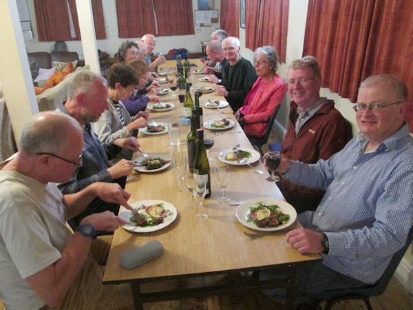 Tucking into the dinner on Saturday night